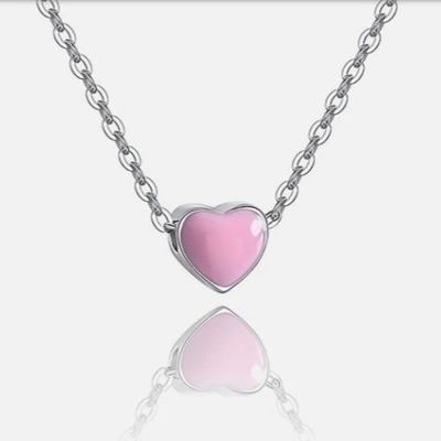Corazón rosado pequeño recubierto de rodio colgantes de plata de 925 esterlinas de San Valentín