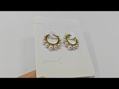 Modas de latón 18K oro blanco perlas aretes de aro