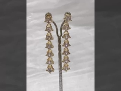 Los aretes de Dango Largo de Zircón cúbico de gota de agua brasileña en aros de oro de 18K