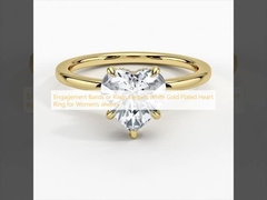 Anillos o bandas de compromiso Anillo elegante de corazón con dorado blanco para joyería femenina